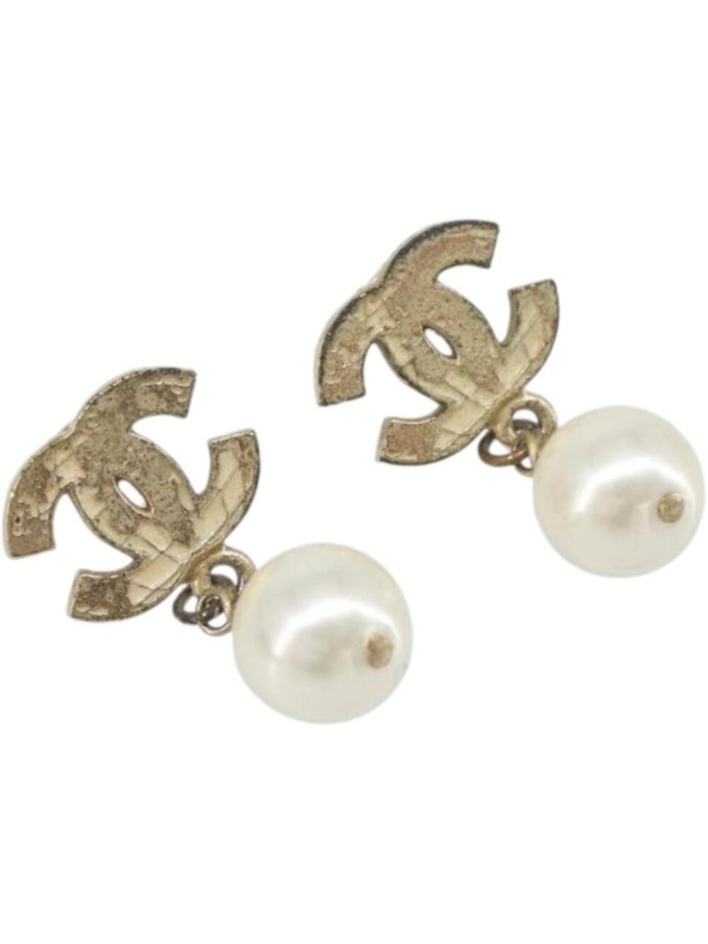CHANEL Pierce metal Gold Tone CC